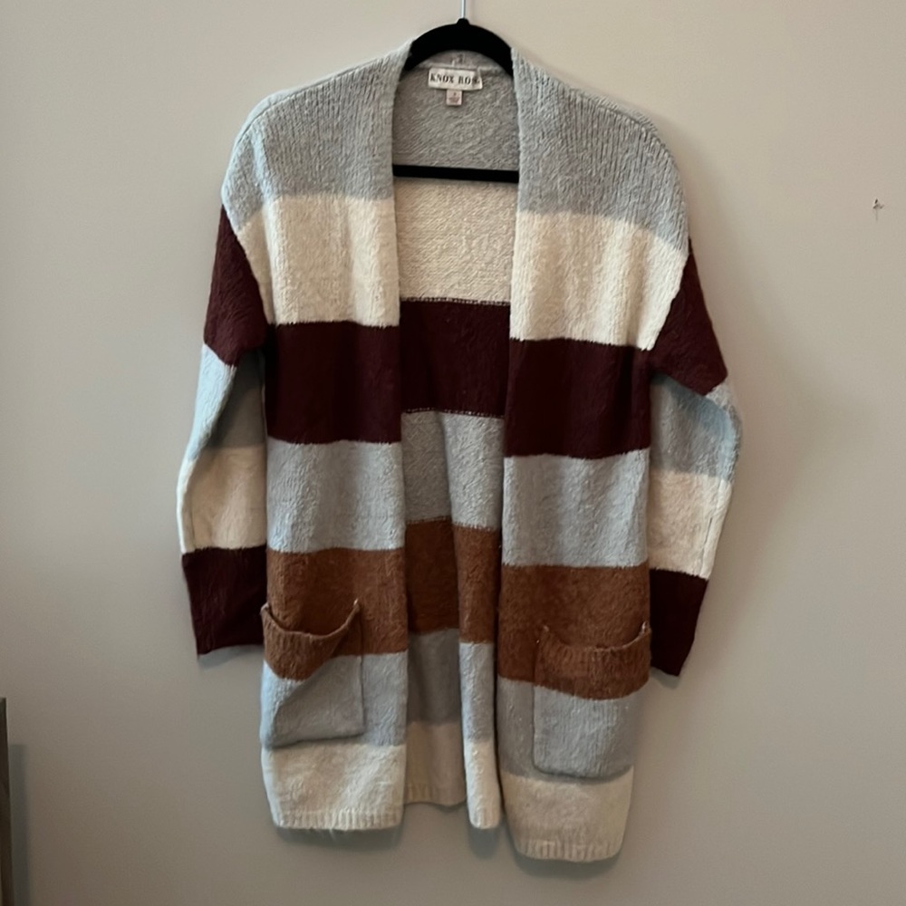 Mid length block color cardigan
